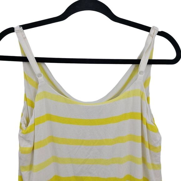 Cabi Tank Top M Yellow White Striped Sun Band Draped Cowl Neck Adjustable Straps - Picture 7 of 11